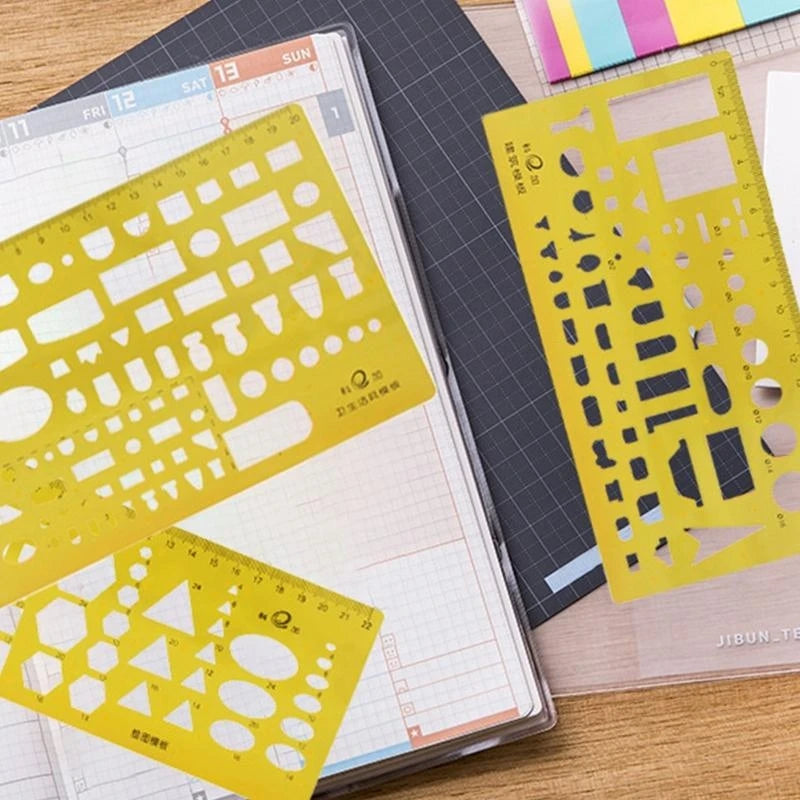 62KA Drafting Stencils Measuring Tools Geometric Rulers Plastic School Office Supply，School supplies set，xros