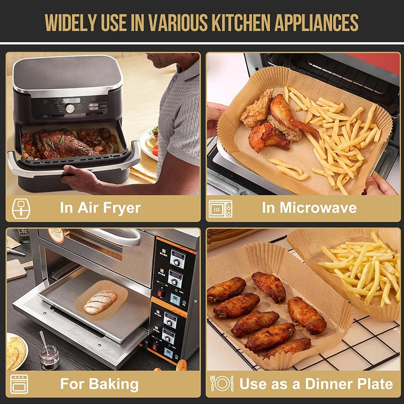 Large Rectangle Air Fryer Disposable Paper Liner 31 cm Nonstick Airfryer Parchment Special Baking Paper for 3-9QT Cooking Basket