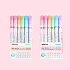 6-24pcs/set Heart Flower Line Shape Highlighter Pen Roller Tip Curve Liner Marker Kawaii Cute Stationery School Supplies