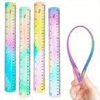 Flexible Colorful Ruler Tape Measure Bendable Soft Plastic Shatterproof Straight Edge Ruler For Classroom School Office Supplier