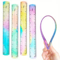 Flexible Colorful Ruler Tape Measure Bendable Soft Plastic Shatterproof Straight Edge Ruler For Classroom School Office Supplier