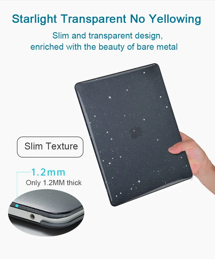 Glitter Hard Laptop Case for Macbook Air 13.6 M4 15 M3 Sparkly Clear Cover for Mac Book Pro 13 M1 M2 14 M4 16 Sleeve Accessories