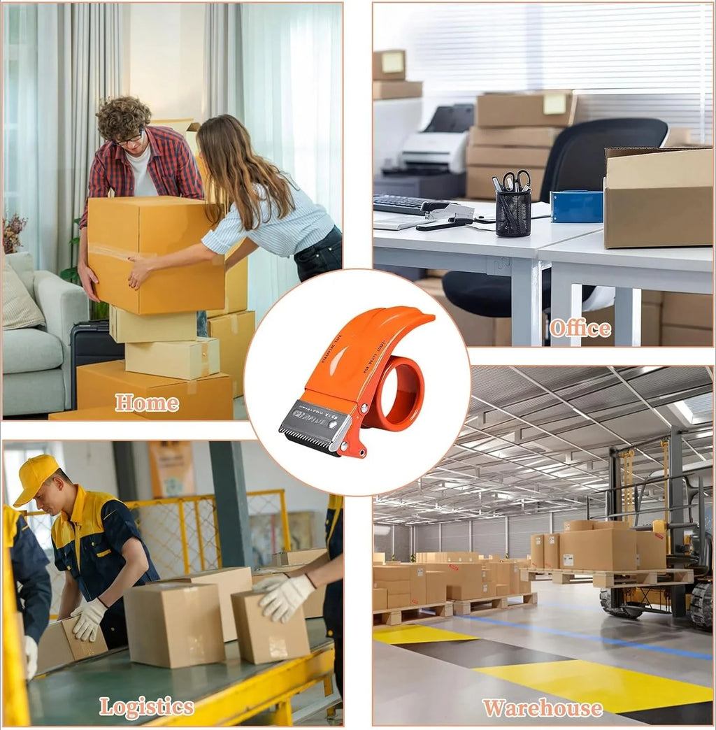 Heavy Duty Metal Tape Dispenser, Industrial Packaging Tape Gun, Handheld Tape Cutter for Shipping
