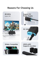 Hagibis Portable TV Dock for Switch/Switch2/OLED 4K@60Hz USB C to HDMI Cable Adapter 100W PD Power Supply for Laptops ROG Ally