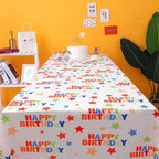 1pc / 6pcs Disposable Rectangle Birthday Tablecloth, 137x274cm Multicolor Happy Birthday Star Plastic Thickened Table Covers