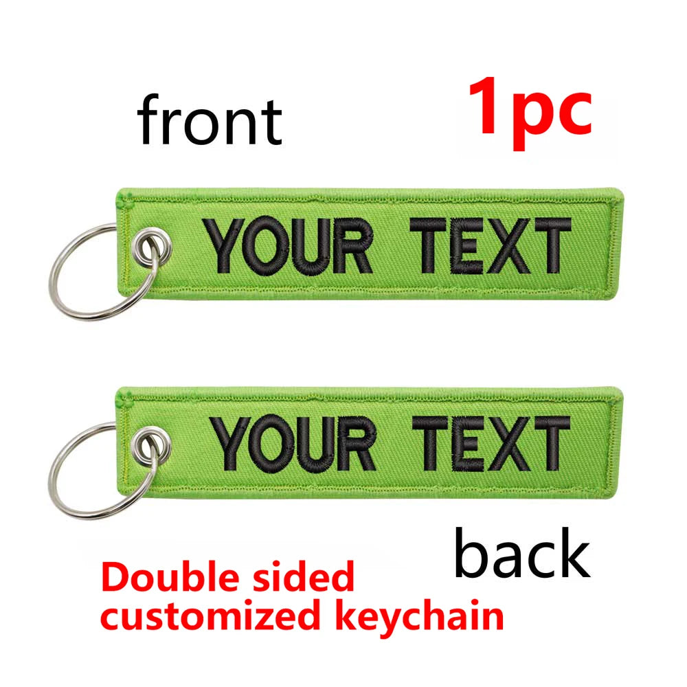 Custom Embroidered Keychain - Personalized Text Name Tag Keyring for Motorcycle, Car, Backpack, Luggage Travel Accessories