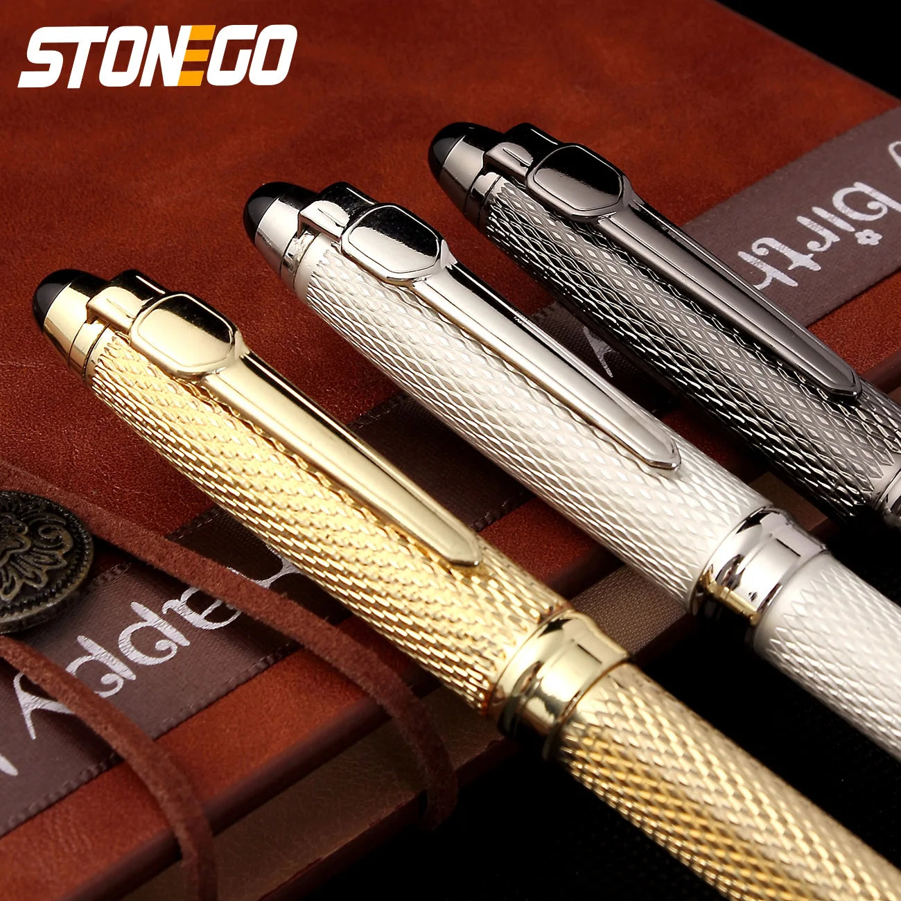 STONEGO Classic Luxury Rollerball Pens, Stainless Steel Roller Ball Pen for Men Women, School, Office, Executive, Business