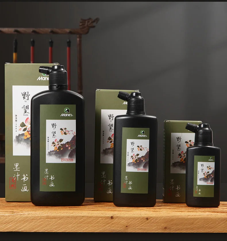 Professional Traditional Black Liquid Ink Chinese Calligraphy Sumi Painting Water-Based Drawing Ink for Writing Art Creation