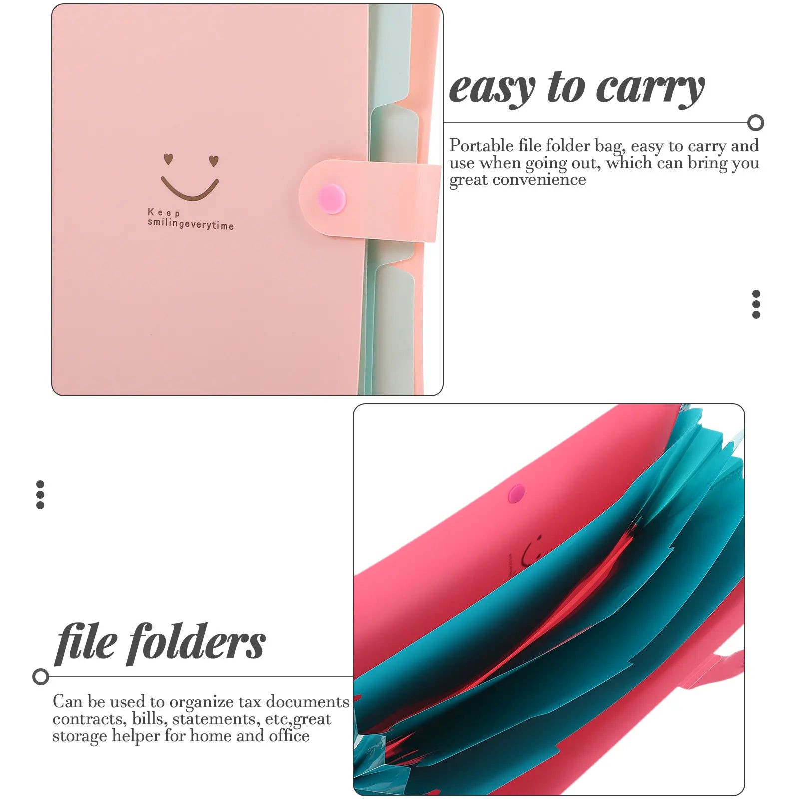 2Pcs File Folder Organizer Bright Color Expanding Accordion Filing Folder for Office School Home Document Storage
