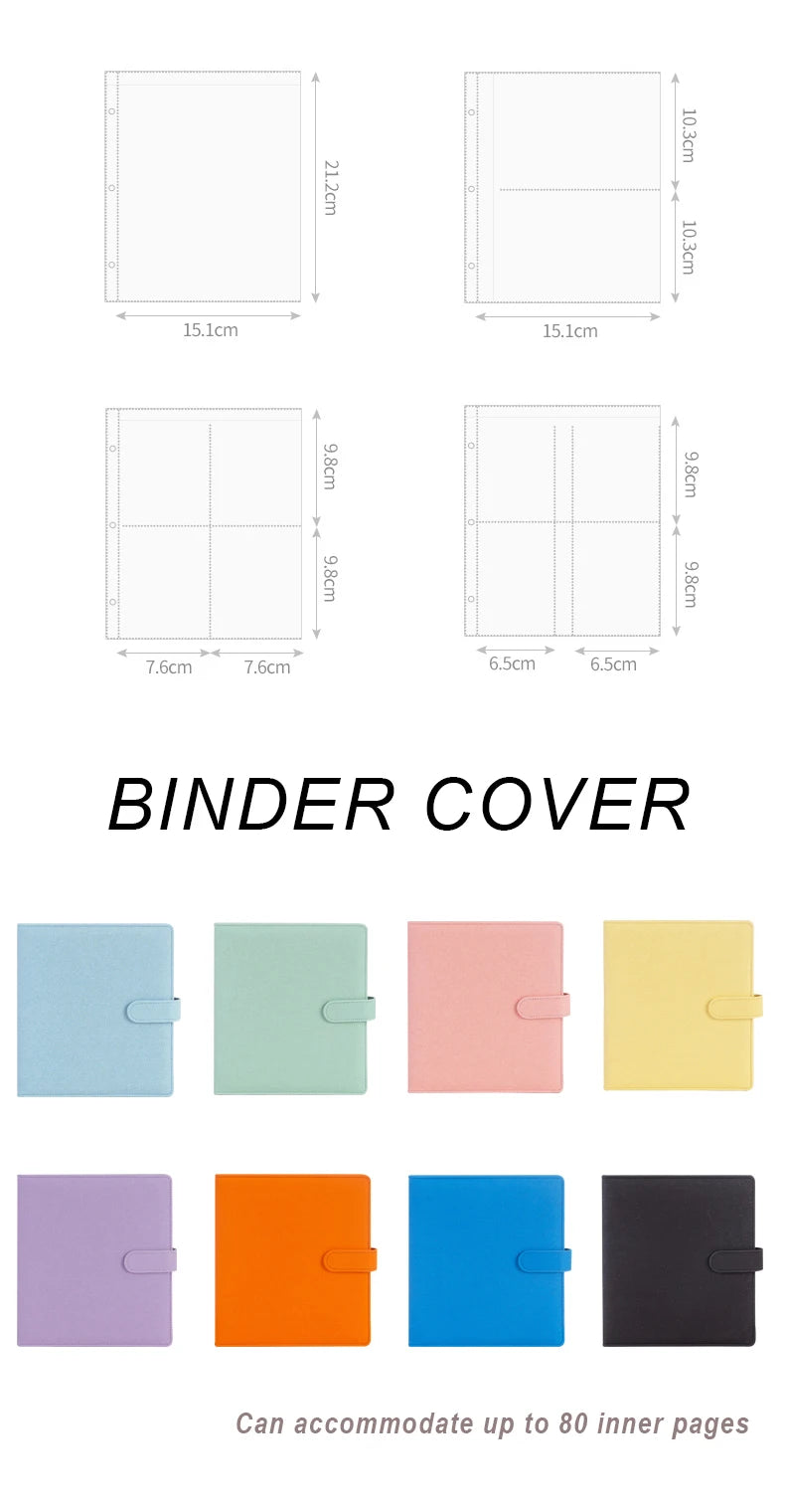 A5 Photocard Holder Photo Album Card Binder D Shape 3 Ring with Magnetic Button Collector Book 10x15 Cards Protectors Storage