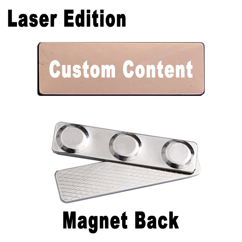 Stainless Steel Custom Name Tag with Pin Clip - Engraved Personalized Work Badge Business Identification Metal ID Name Plate