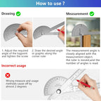 10/15cmStainless Steel Protractor Woodworking Angle Ruler 0-180° Angle Measuring Tool for Woodworking/Industry 1pc