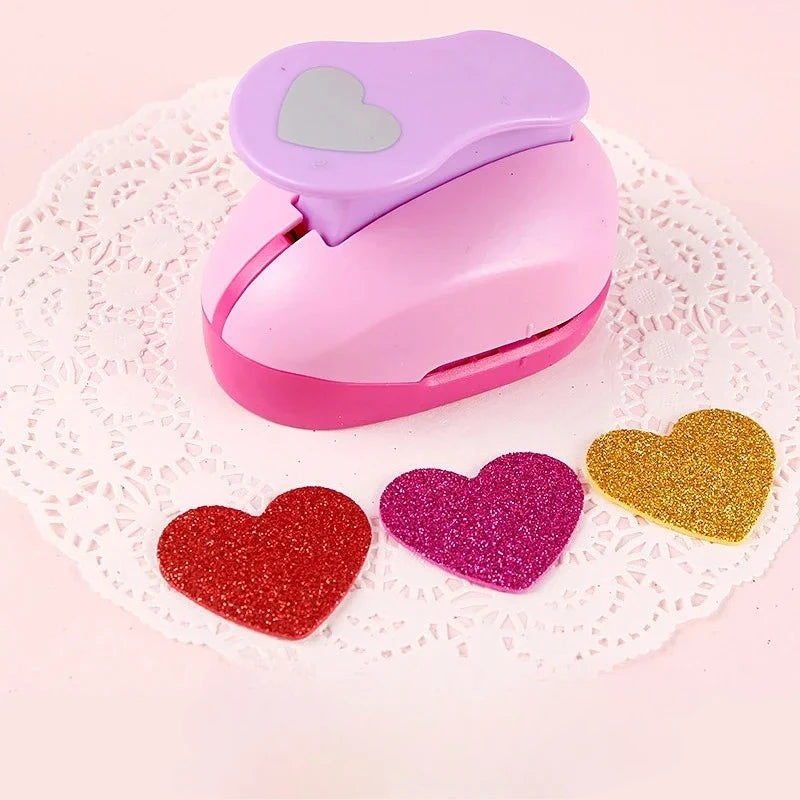 8/16/25/38/50mm Random Color Heart Punch - DIY Embossing & Paper Cutting Hole Puncher for Scrapbooking