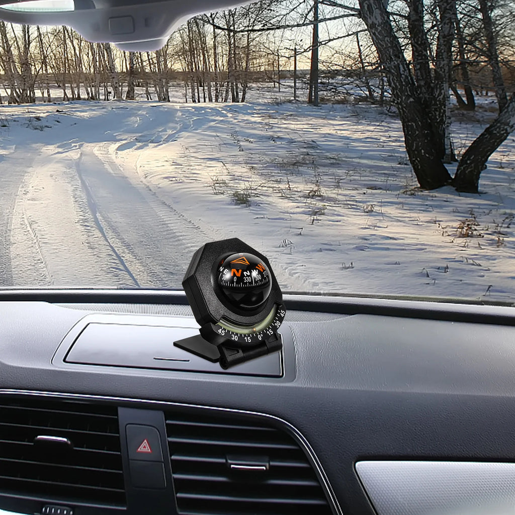 Foldable Tilt Angle Compass Ball Car Dash Glow Traceless Tape Marine Boat Surface Mount Direction Compass Dashboard Accessories