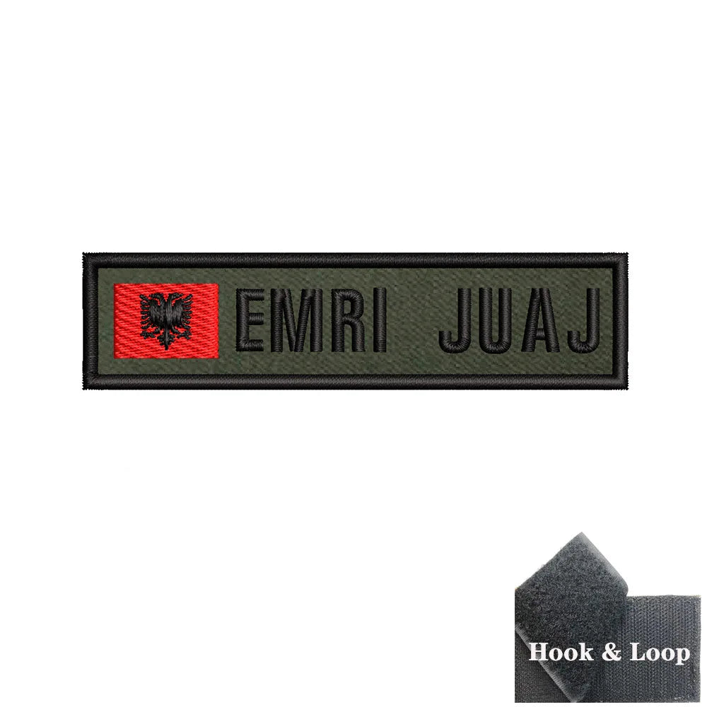 1PC 10cmX2.5cm Custom Name Flag Patch Stripes Badge Iron On Or Hook Loop Armband Germany Luxembourg Armenia Serbia green