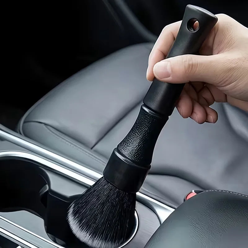 1PC Black Soft Bristled Dust Brush - Suitable for Cleaning Car Interiors, Instrument Panels, and Computer Keyboards