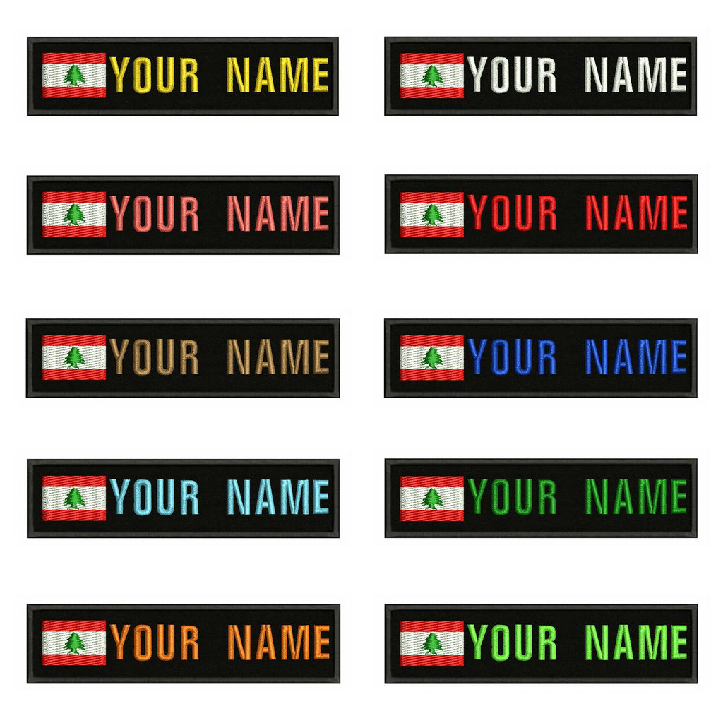 Lebanese Flag Lebanon 10X2.5cm Embroidery Custom Name Text Patch Stripes Badge Iron On Or  Patches