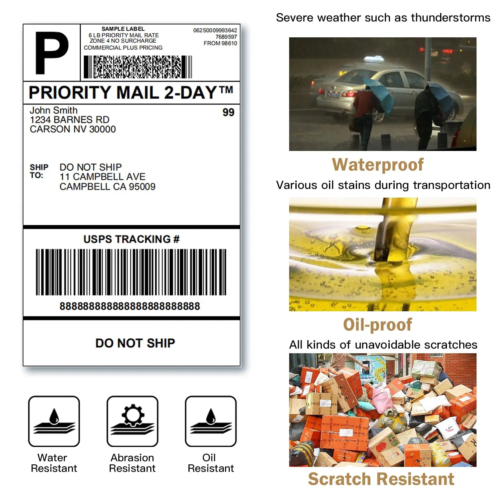 A6 Size 4x6'' 4x4'' Shipping Labels FanFold Paper 241BT 246S D520 DYMO 4XL Zebra Munbyn Nelko for LOGO Barcode