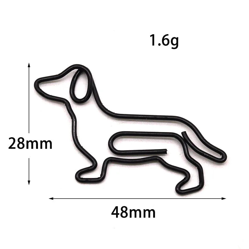 10-100pcs Creative Colorful Dachshund Paper Clips Cartoon Creative Metal Animal Special-shaped Bookmark Clip Paper Clamps