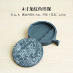 Natural Raw Stone Fish-shaped Ink Slab Multifunctional She Ink Stone Exquisite Traditional Portable Inkstones Beginners Students