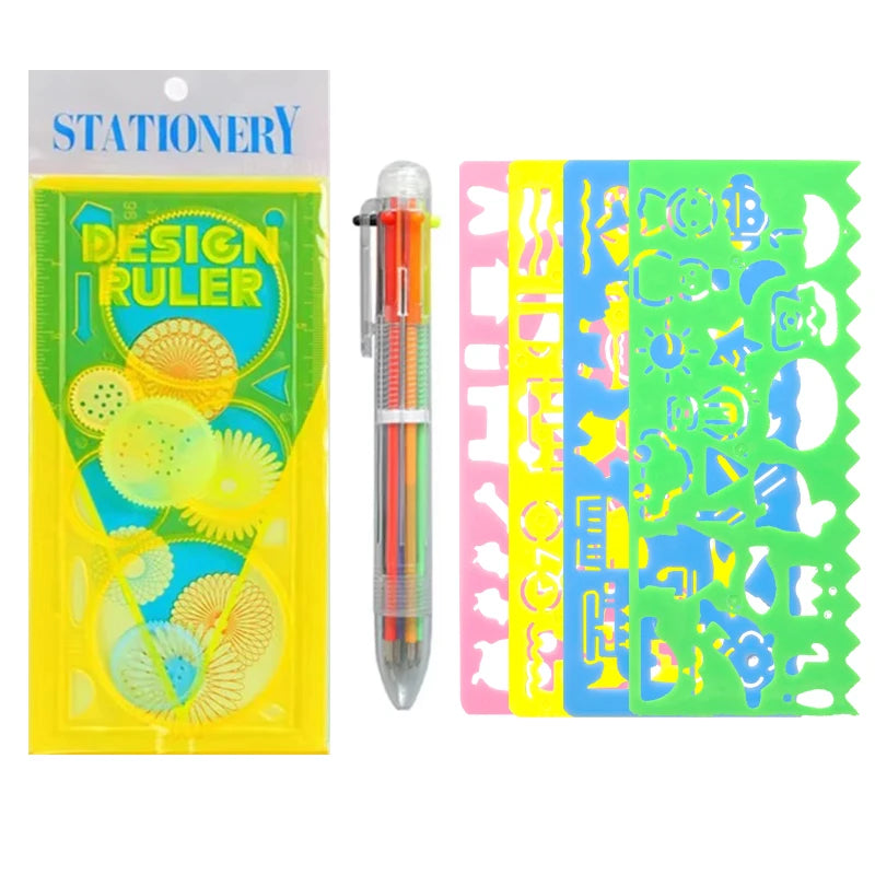 Multi Shaped Painting Ruler Spirograph Magic Drawing Template Oval Geometric Curve Pattern Multifunctional Stationery Gifts ZYF
