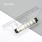 Angles Line Ruler 15cm 30cm Multi-Function Drawing Tool Roll Draw Ruler Metric Rolling Ruler Clear Parallel Rolling Ruler
