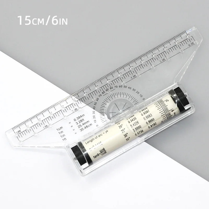 Angles Line Ruler 15cm 30cm Multi-Function Drawing Tool Roll Draw Ruler Metric Rolling Ruler Clear Parallel Rolling Ruler