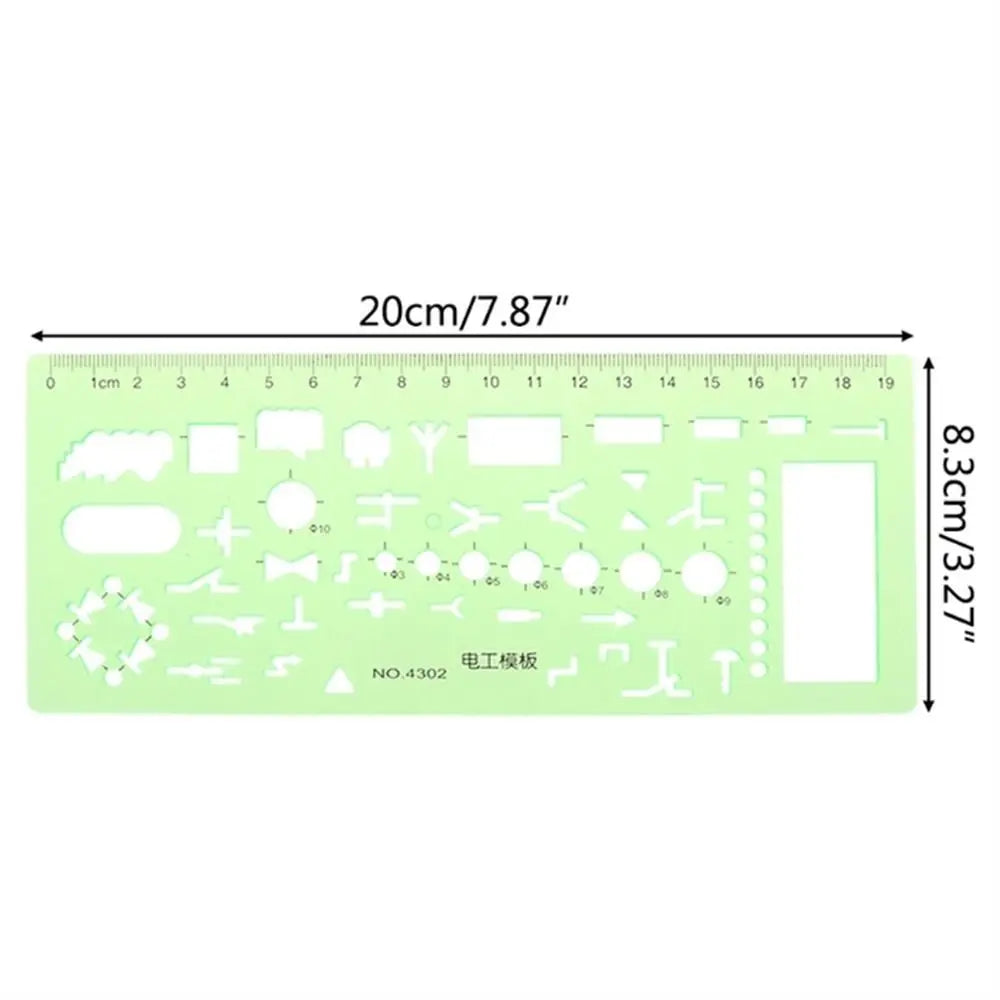 17 Styles Rulers Green Plastic Circles Geometric Template Ruler Stencil Measuring Tool Stationery Students Drawing Curve Ruler
