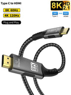 8K USB C to HDMI 2.1 Cable Adapter  8K60Hz Type C to HDMI Cable for Thunderbolt 3 Compatible with MacBook Pro  IPad pro  Laptop