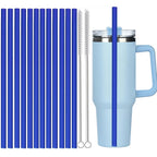 12Pcs Color Replacement Straws for Stanley 30/40 oz Tumbler , 12 in Long Reusable Plastic Straws for Stanley Cup, Plus 2 Brush