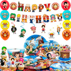 117 Pcs One Piece Party Supplies-One Piece Party Banner Balloons Cake Topper Plates Etc One Piece Birthday Party Decorations