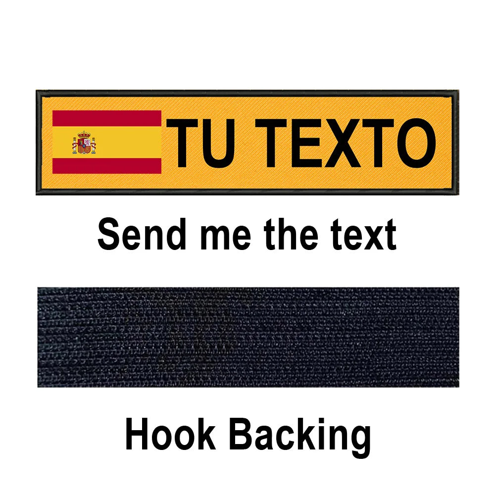 Custom Spain Flag Patch Tactical Patches Personalized Name Stripes Badge Tags Chevrons Armband Hook Loop For Military Backpack