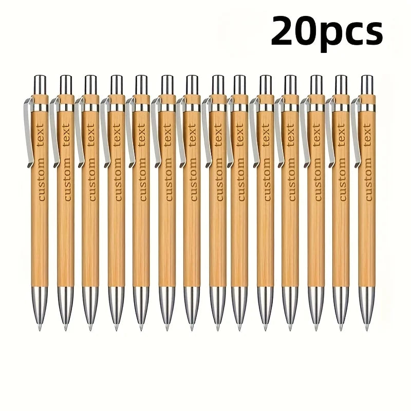 20/50/110PCS Customizable Bamboo Ballpoint Pens Smooth Writing Ideal for School Teachers Offices Advertising Promotional Pens