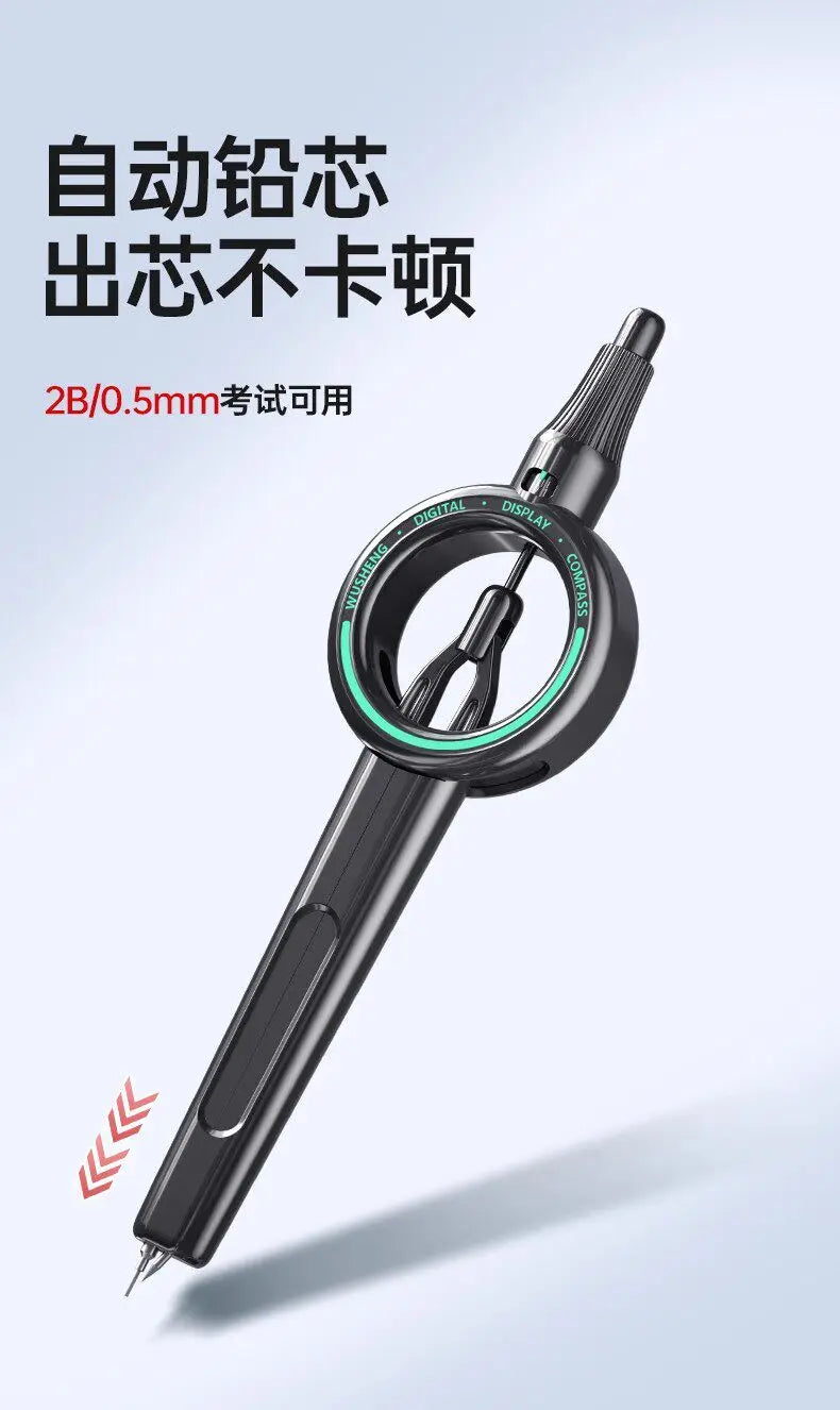 Digital Display Push-button Compass, Multi-Functional Drawing Tool,ABS Integrated Ruler & Compass, with Scale,Primary Students