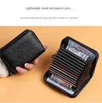 Multi Slot Card Holder Vintage Small Wallet Women Men Business Bank Credit Card Bag Male Coin Pouch Solid Leather Zipper Wallet