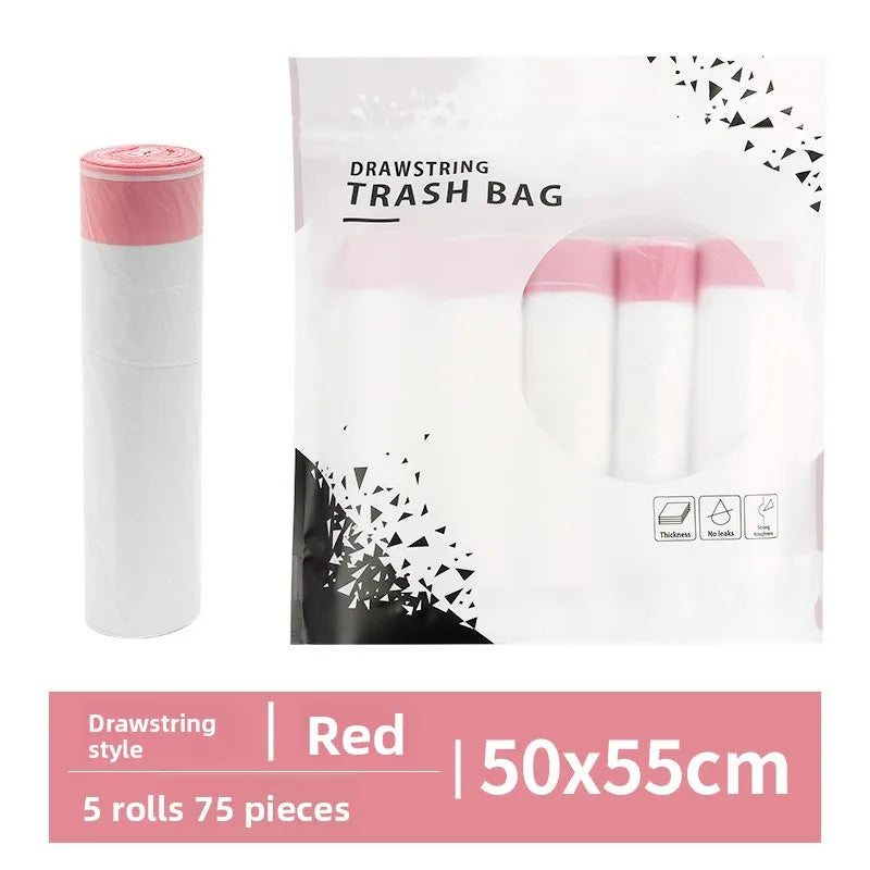 Drawstring Trash Bags Kitchen Waste Disposable Garbage Can Liners Strong Home Office Assorted Sizes Clear