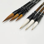 3Pcs Brown Weasel Hair White Woolen Writing Brush Chinese Calligraphy Brush Pen Writing Practice Supplies For Student
