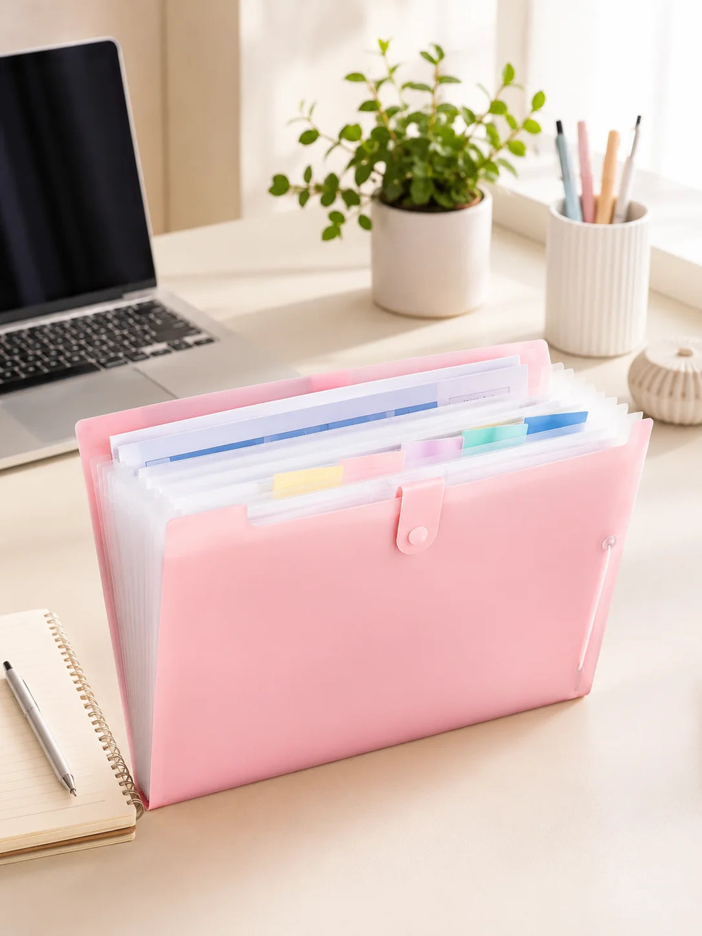 Accordion File Folder Waterproof 8 Pocket Document Organizer A4 Expanding File Folder for Office School Paper Storage Supplies