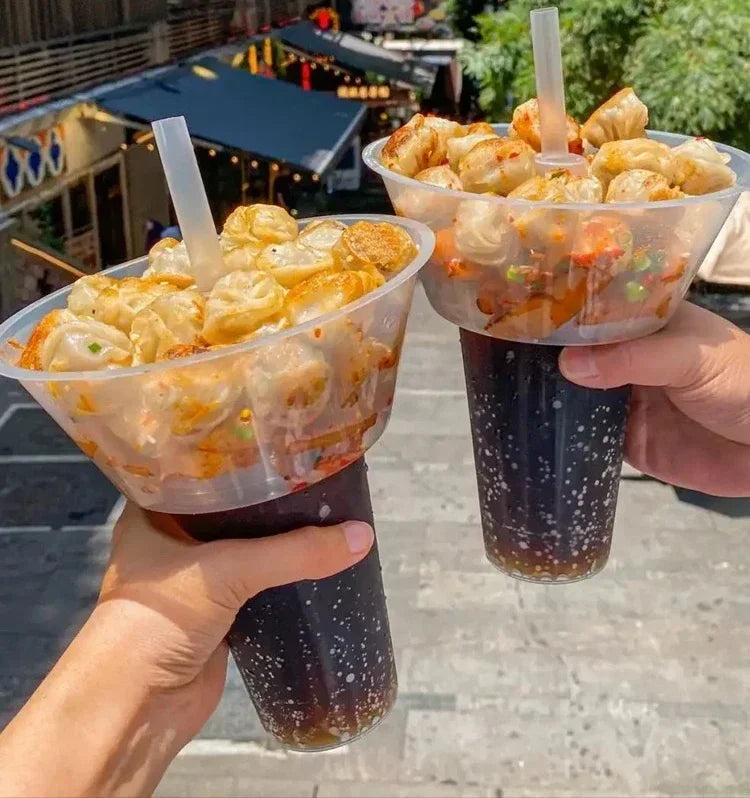 50pcs Disposable Hot Pot Cups Fried Chicken Fruit Creative Cup Holder Bowl Drink Cup Packaging Takeout Disposable Milk Tea Cups