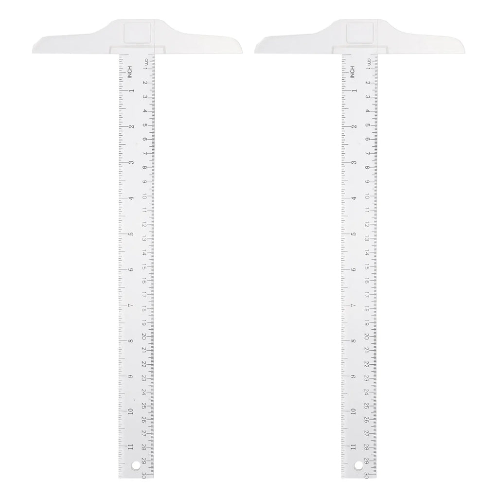 2Pcs General Layout Ruler Plastic T-Square with Accurate Scales for School Art Office Measuring Needs Plastic T Shape Ruler