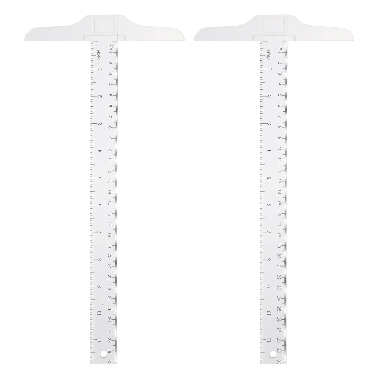 2Pcs General Layout Ruler Plastic T-Square with Accurate Scales for School Art Office Measuring Needs Plastic T Shape Ruler