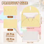 25Sets Mini Envelopes with Heart Clasp 9x5.4cm Blank Note Cards with 10.5x7.5cm Envelopes for Gift Wedding Invitation Graduation