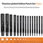 WUTA 1-10pcs Plating Titanium Leather Hole Punching Tools Set Round Hollow Puncher DIY Leather Craft for Watch Band,Belt,Fabric
