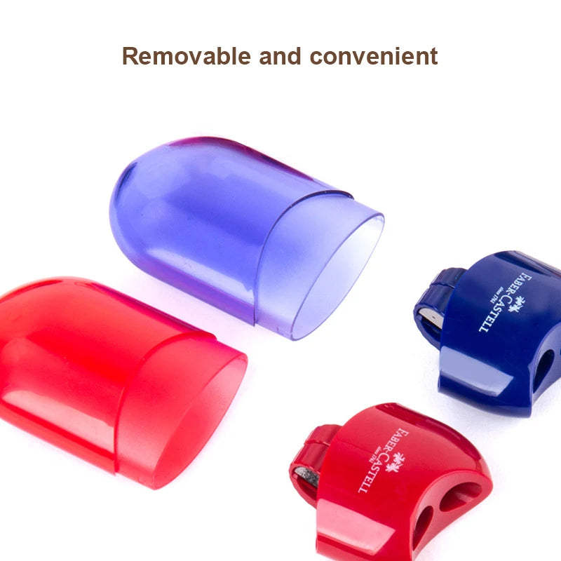Faber Castell Cute Pencil Sharpener Double Hole with Container Plastic Student School Stationery Mini Manual Pencil Sharpeners