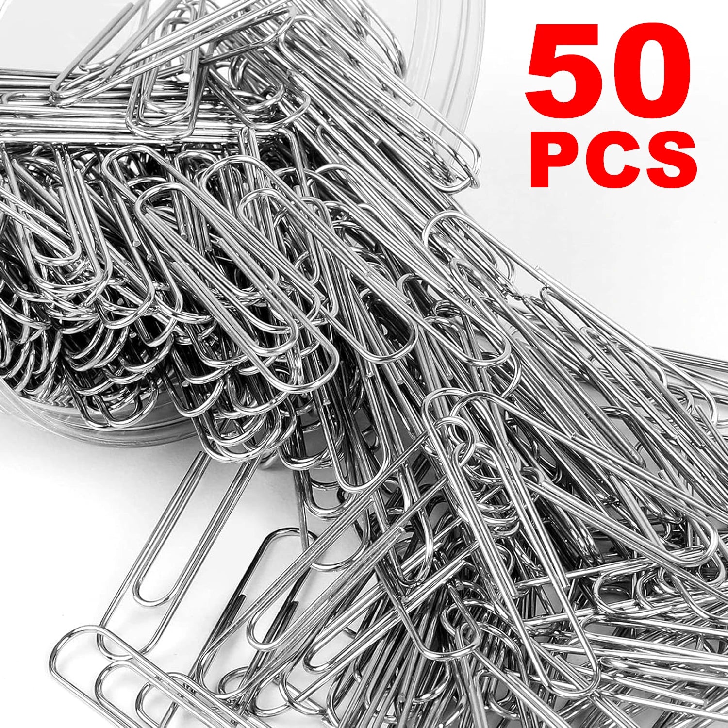 50-500PCS Stainless Steel Paper Clips Rustproof Sturdy Coated U-shaped Paperclips for Student Office School Stationery Supplies