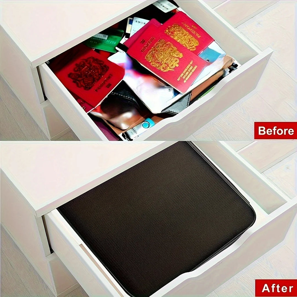 1pc Fireproof & Waterproof File Organizer with Combination Lock - 3-Layer Portable Document Storage Box for Laptop, Certificates