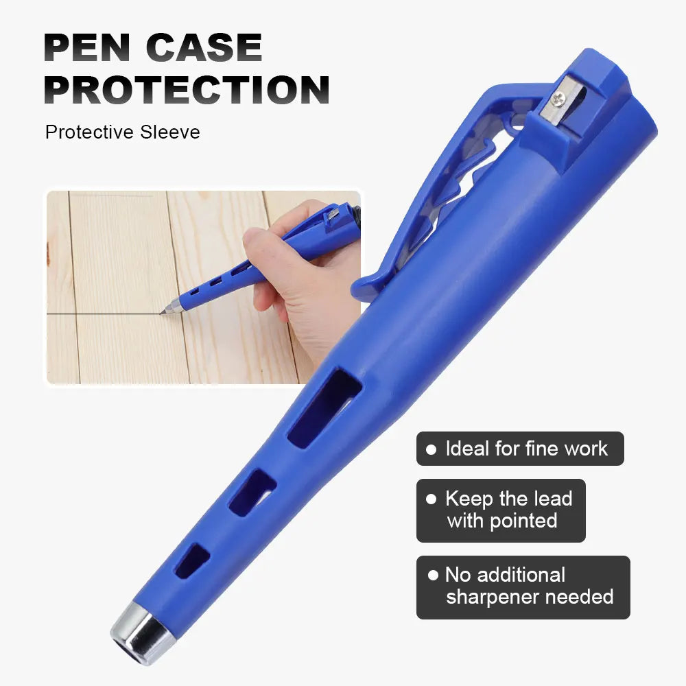 Creative 54mm Long Head Carpenters Mechanical Pencil With 1 Box Lead,2.8mm Deep Hole Woodworking Marking Pencil Drawing Tool