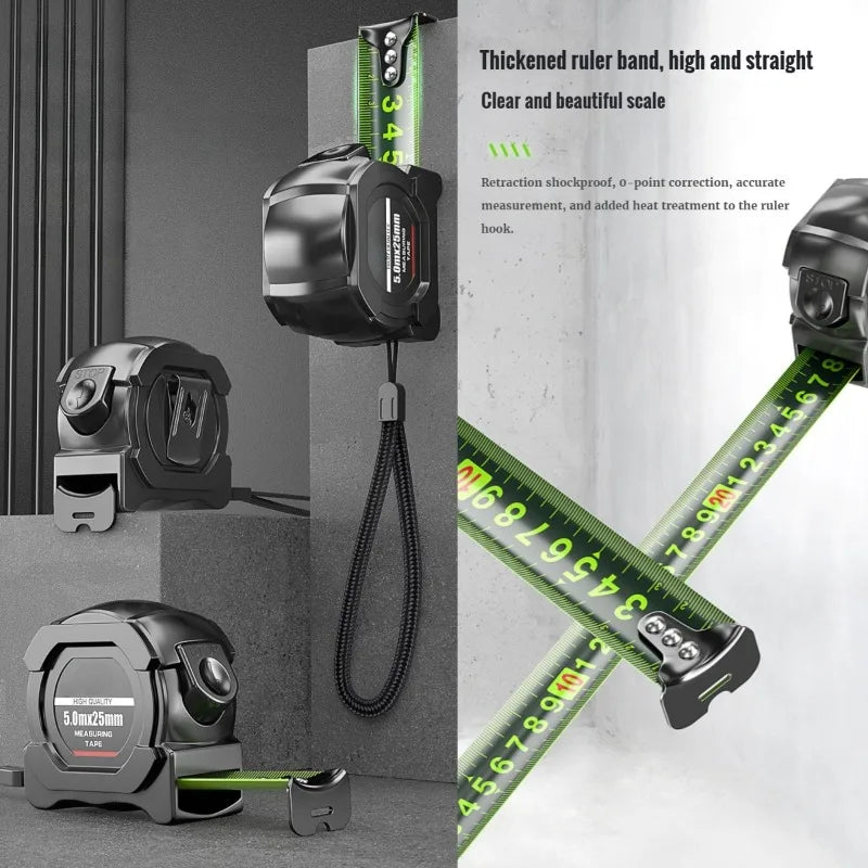 5/7.5/10M Metric Measuring Tape Self Locking Steel Tape Measure Retractable High Precision Wear-resistant Ruler Measuring Tools