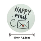 50pcs Happy Mail Stickers Scrapbooking1 Inch Round Kraft Stickers Seal Labels Envelope Packaging Labels Stationery Sticker