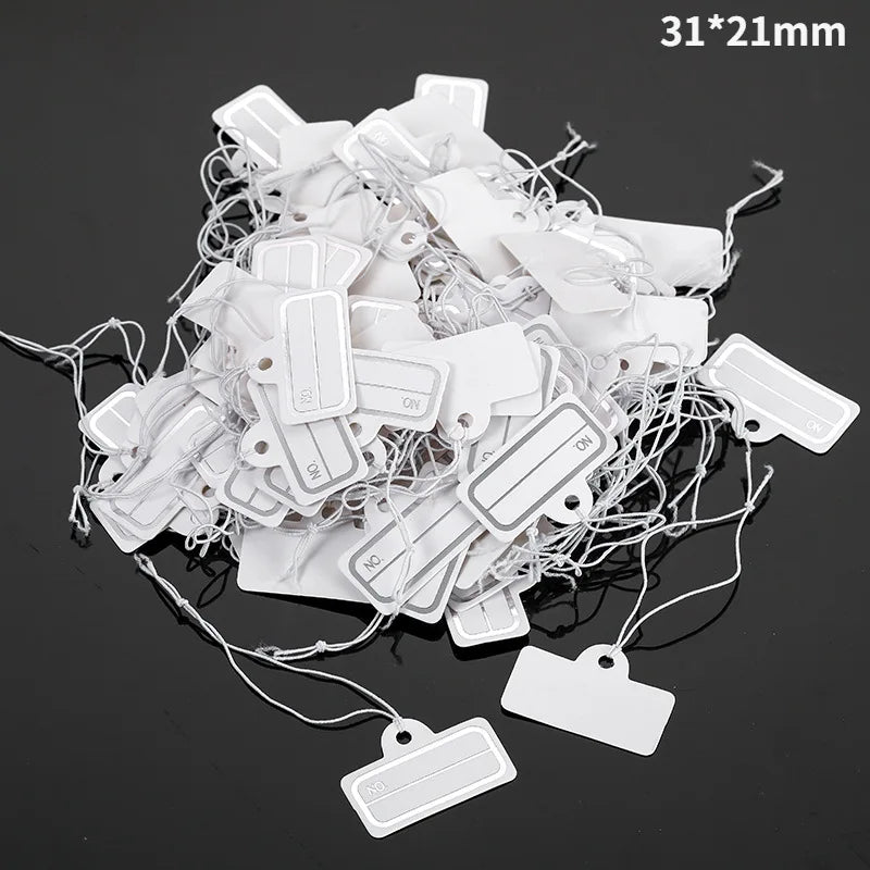 100pcs Paper Rectangular Blank Labels With String For DIY Watch Bracelets Necklaces Earrings Jewelry Display Price Tags Cards